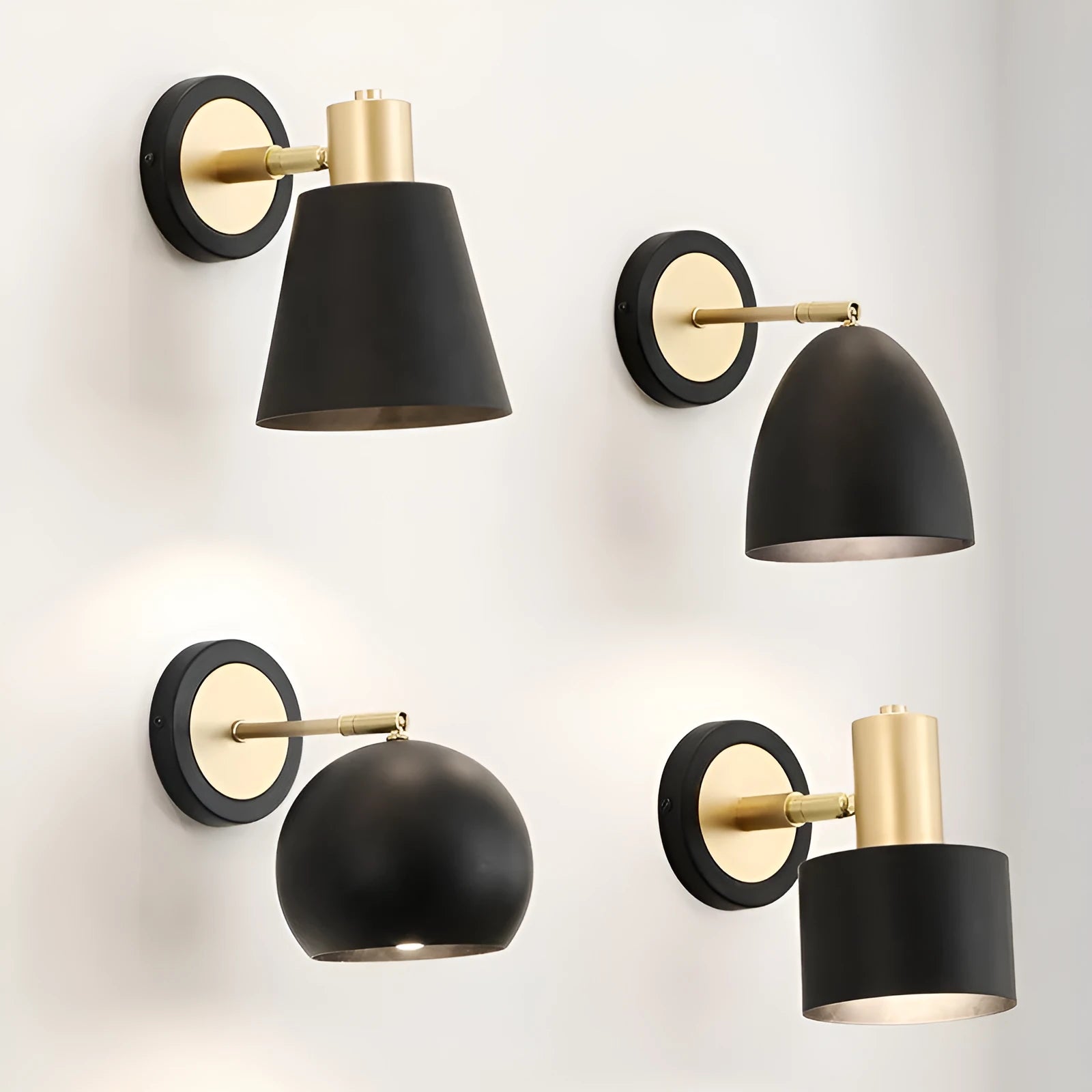 Nordic style iron wall lamp mounted on a wall, showcasing its welded shade design.