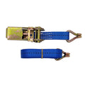 Double hook ratchet tensioner strap with steel mechanism and polyester webbing for cargo securing