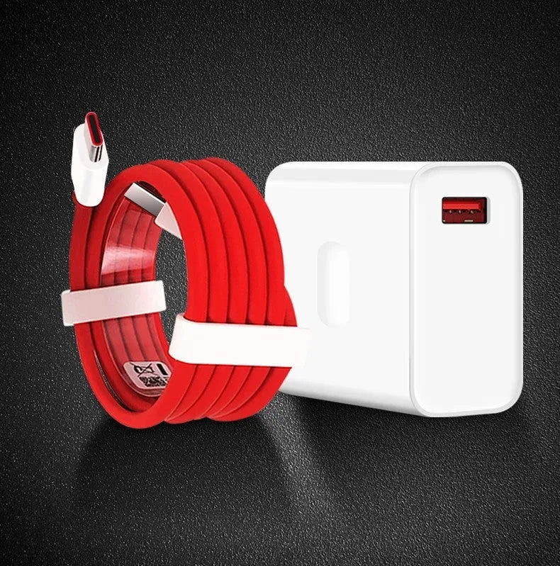 Universal fast charging data cable red colour 1m 1.5m 2m options for 30W head compatible 7pro 6 6T 7T