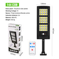 Plastic solar street light with remote control for outdoor wall or garden installation.