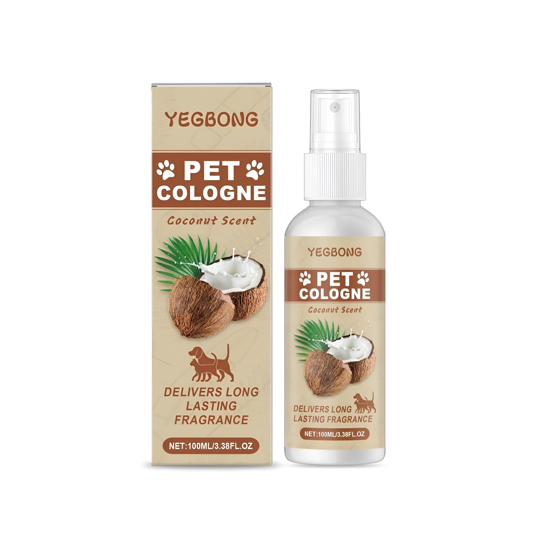 100 ml bottle of coconut scented pet deodorisation spray with natural formula.
