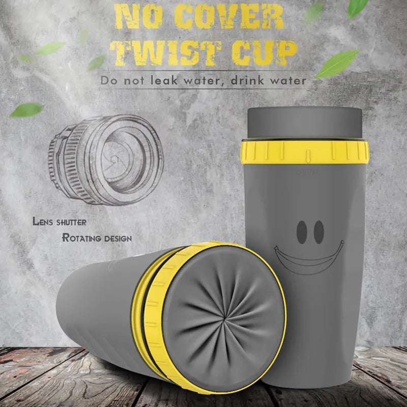 Twist Cup double-walled insulated travel tumbler with cartoon pattern and silicone seal