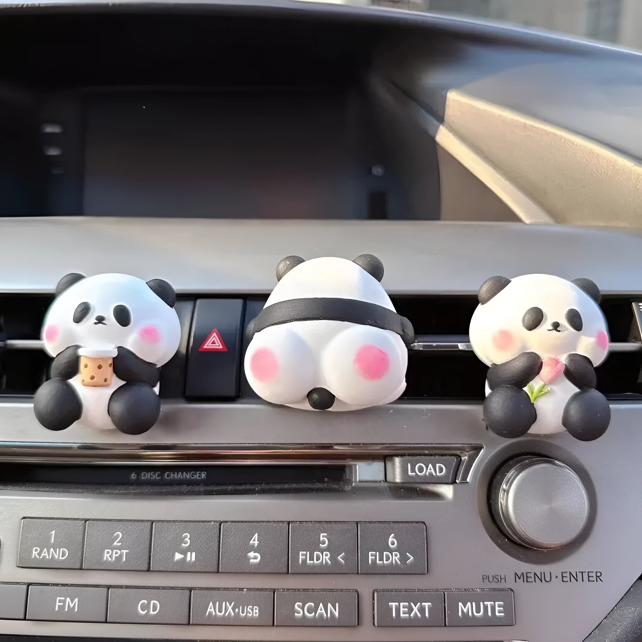 Cute panda car air freshener decoration on vehicle vent with three design options