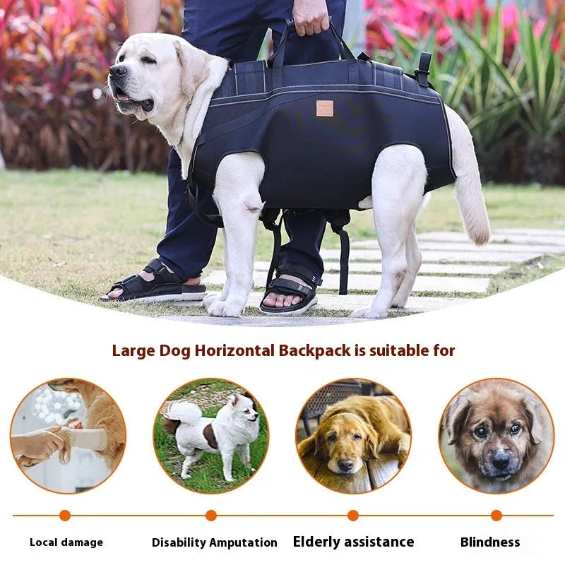 Black Oxford cloth dog backpack for medium and large pets in XL size