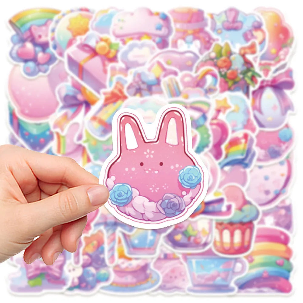 Fresh candy small object decorative waterproof stickers, 50 sheets, cute style, 4-7 cm size.