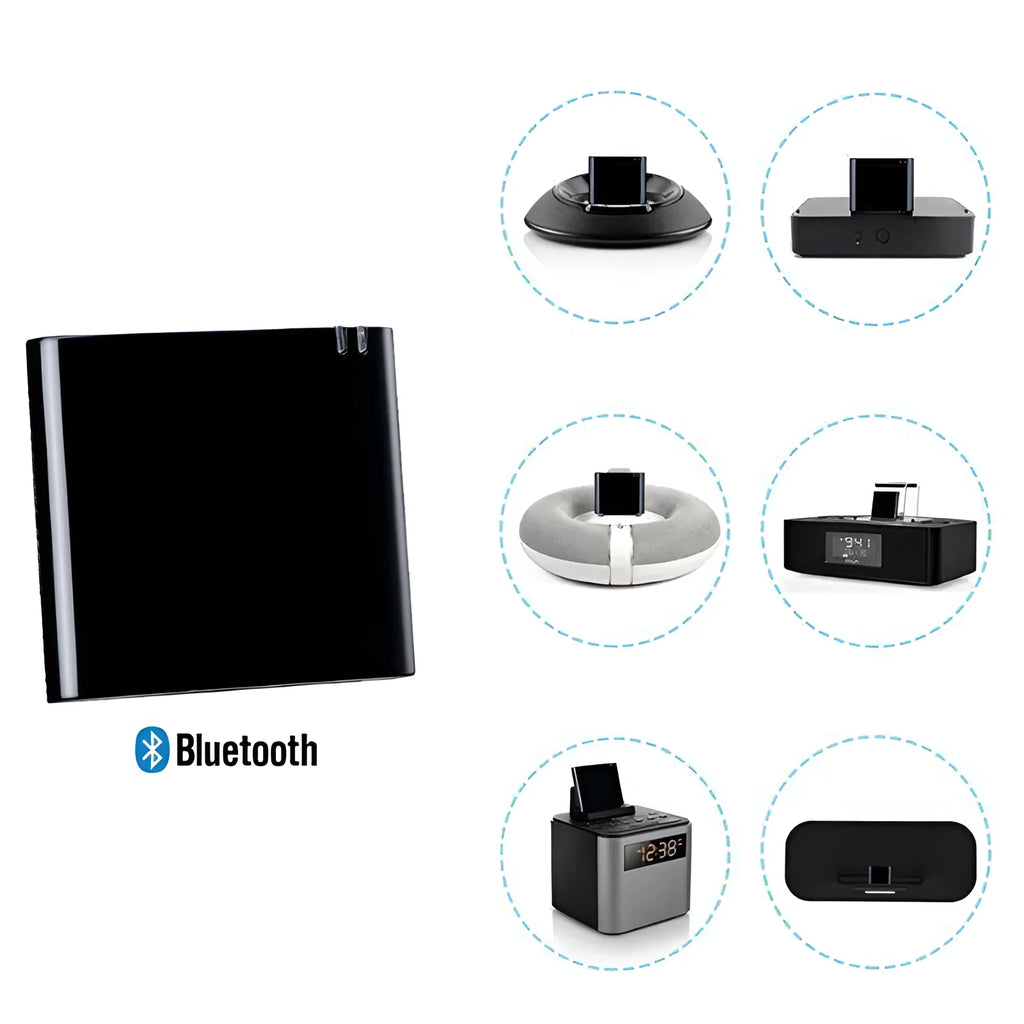 Bluetooth 4.1 30-pin male audio adapter for Apple speakers and docks