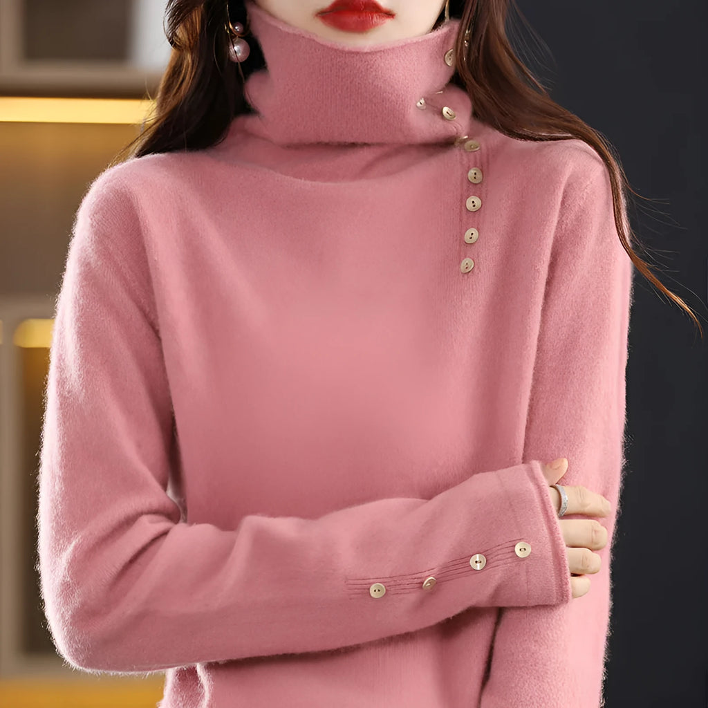 Slim fit knitted pullover bottoming shirt in core-spun yarn fabric with 3D pattern, shown in multiple colour options