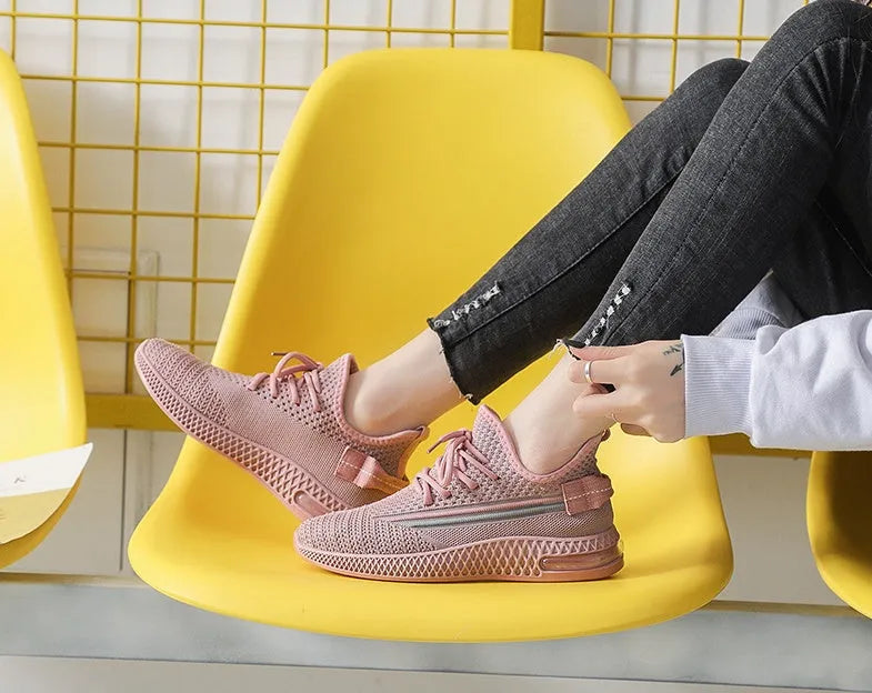 Casual travel shoes for women with soft sole denim upper in pink, black, white, grey colours