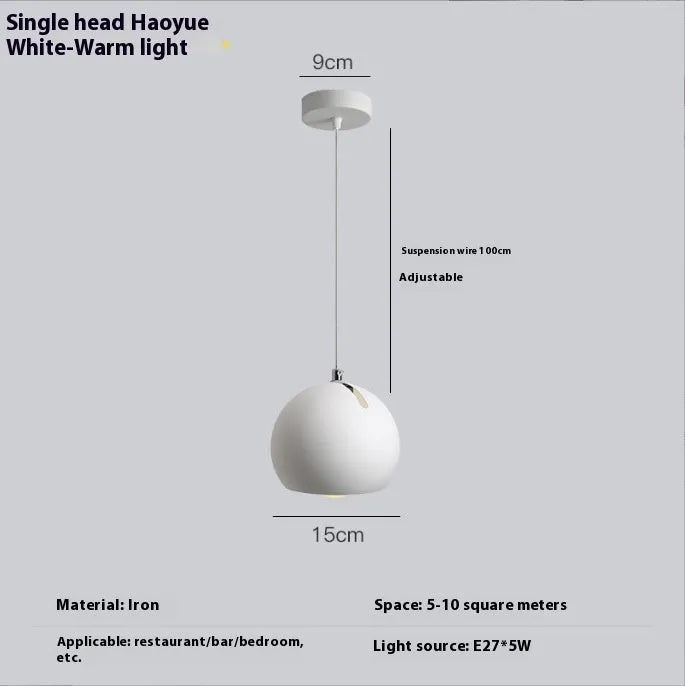 Post-modern ball chandelier table lamp with Nordic design in Bianco Sardina colour on wooden table