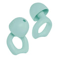 A pair of black silicone soundproof earplugs for noise reduction, presented on a white background.