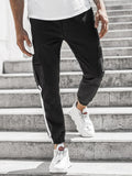 Men's leather bound casual pants in khaki, mid waist with zipper placket, micro-elastic polyester fabric