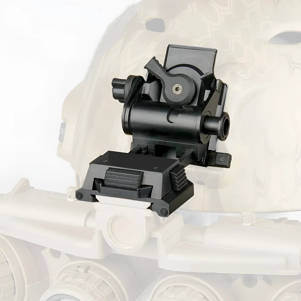 Metal alloy L4 G24 NVG fast helmet mount with OPS breakaway base in dark earth colour.