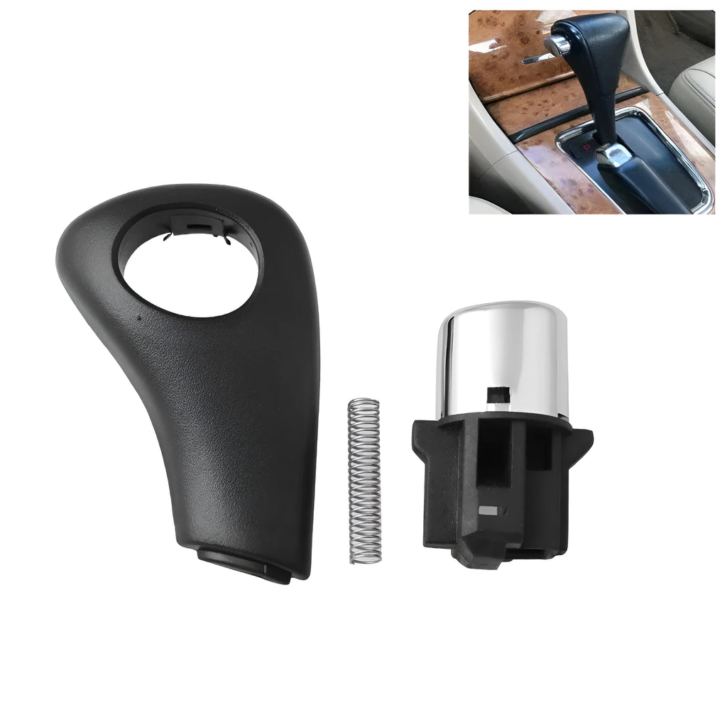 Black ABS plastic gear shift button replacement kit for Honda Accord 2003-2005, includes spring and side plate.