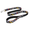 Black pet traction rope with plaid stripe design showing 120cm length