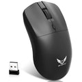 Black wireless computer mouse with a three-gear volume control button on the side.
