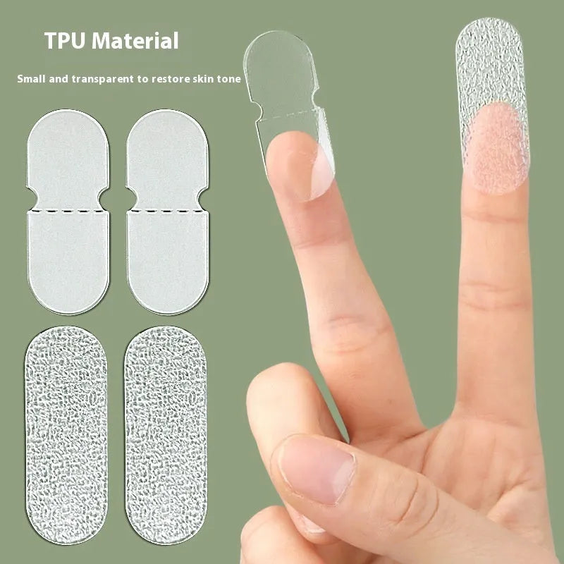 Transparent TPU ear support patches showing frosted and clear options with 0.1cm thickness