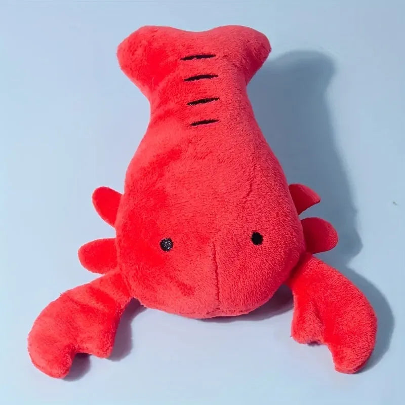 Red lobster squeaky stuffed dog toy for small breeds, 12.5 cm long