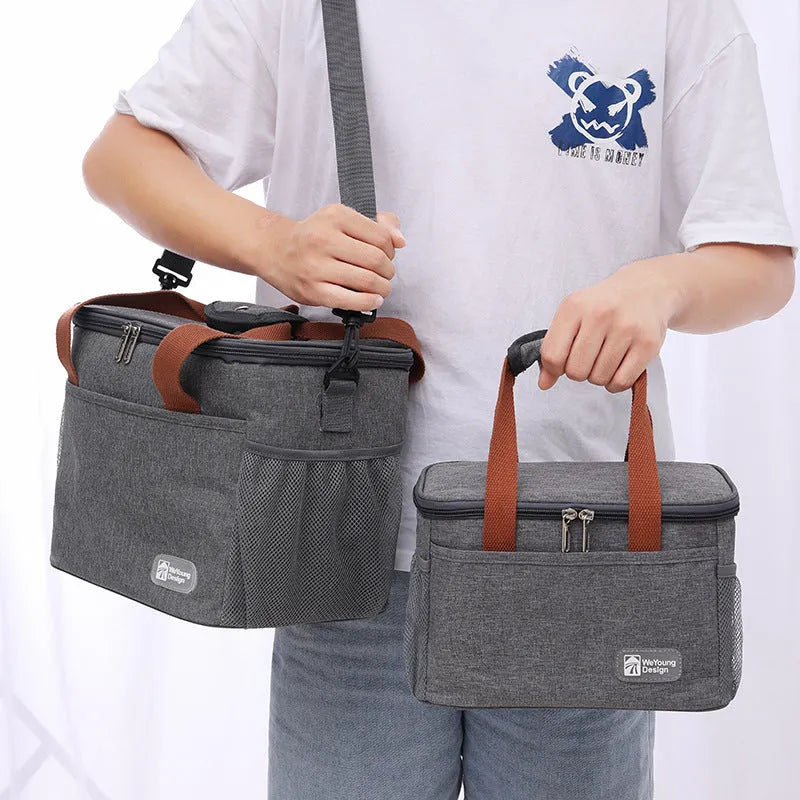 Insulated crossbody picnic bag with shoulder strap in Oxford cloth showing colour options