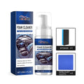 Car interior cleaner kit showing 120ml PET bottle, 20x20cm microfiber cloth, and 3x1.5x7cm sponge for vehicle cleaning