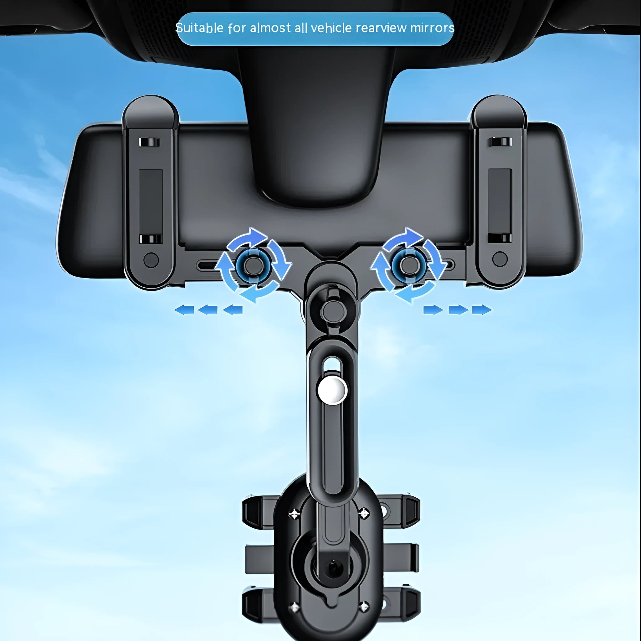 Black ABS automobile rear view mirror bracket with folding rod mechanism