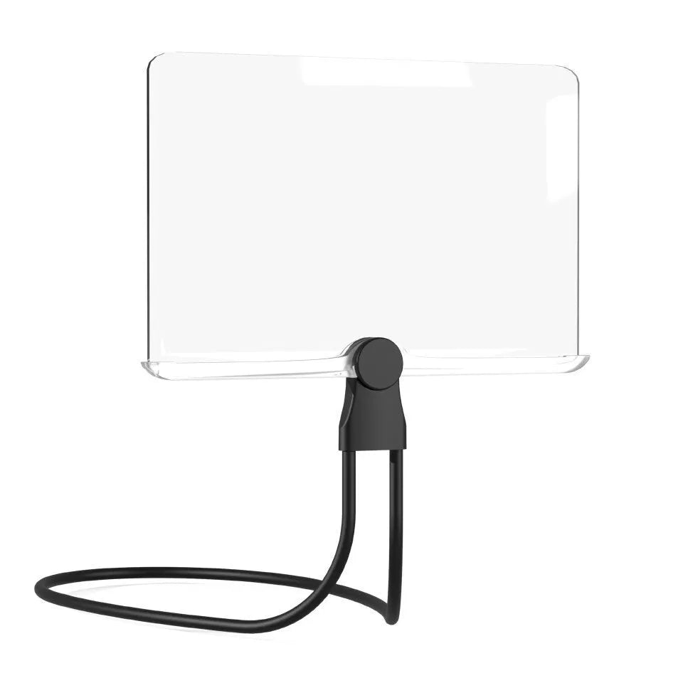 Black large screen magnifying glass with 5x magnification, 240x170mm acrylic lens and flexible silicone hose stand.