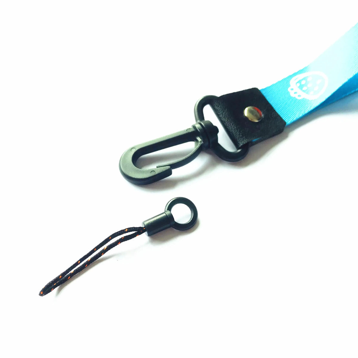 Short 25cm wide polyester mobile phone lanyard with 2-in-1 hooks in multi-colour mix