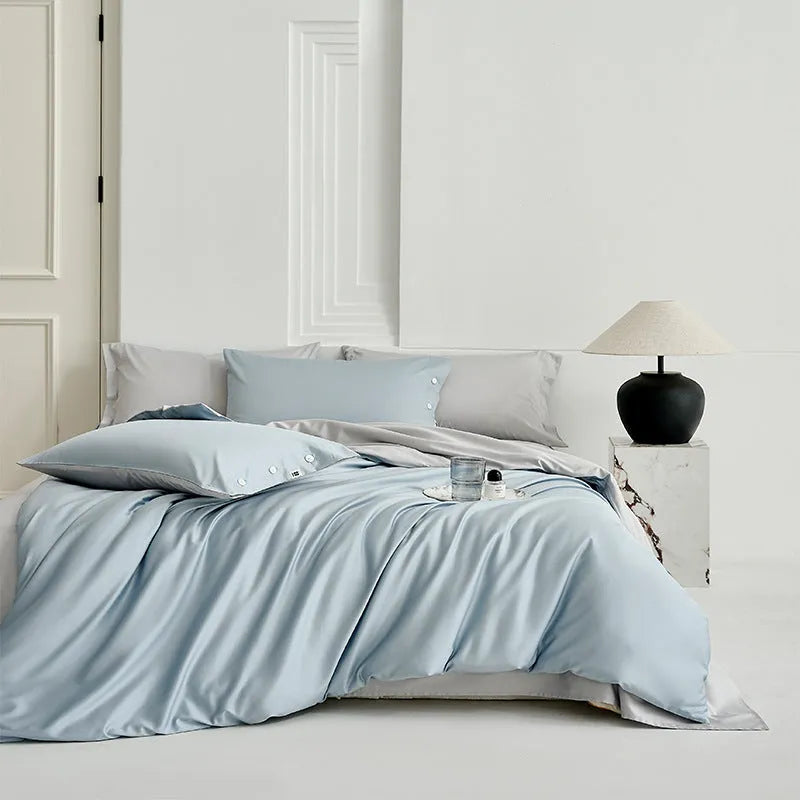 Four-piece cotton bedding set with embroidered quilt cover 200x230, bed sheet 245x250 and pillowcase 48x74