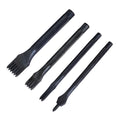 Black leather punch tool with diamond teeth, 3mm pitch, on a workbench