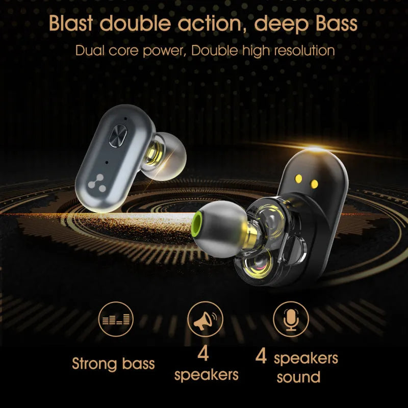 SYLLABLE S101 black Bluetooth earphones with charging case and earbuds