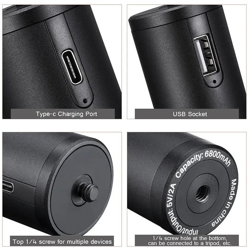 Black aluminium alloy portable charging handle with integrated carry handle, showing compact size.