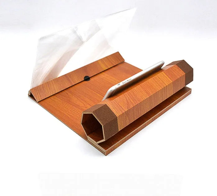 Wood grain cell phone amplifier with anti-glare and radiation reduction features in black walnut colour