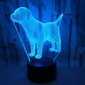 Dog-shaped mood lamp with USB connection and remote control showing seven colour options