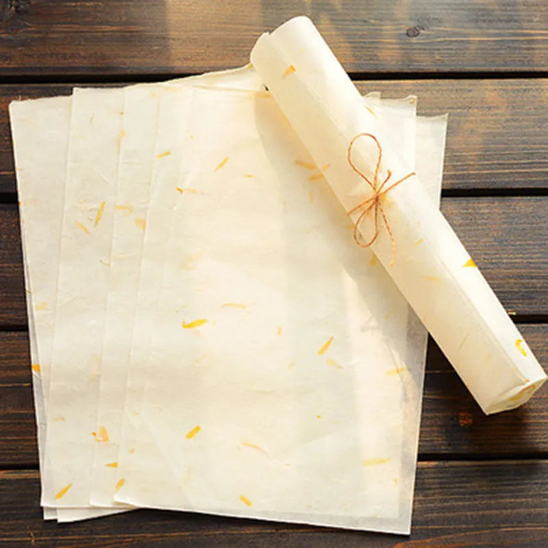 Chinese ancient style painting paper stationery set with 10 sheets in green leaf design