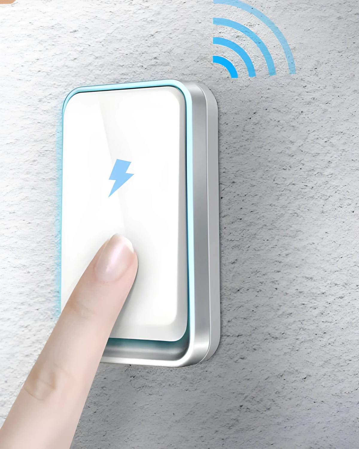 Wireless door bell with 150 metre range, 433MHz frequency, 110-250V bell power, and 4 volume levels