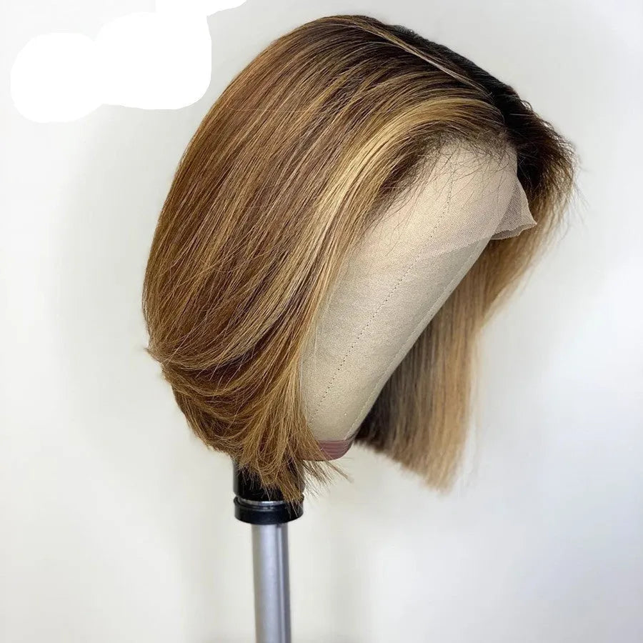 Side split gradient coffee colour wig in high temperature silk fibre, approximately 70cm long