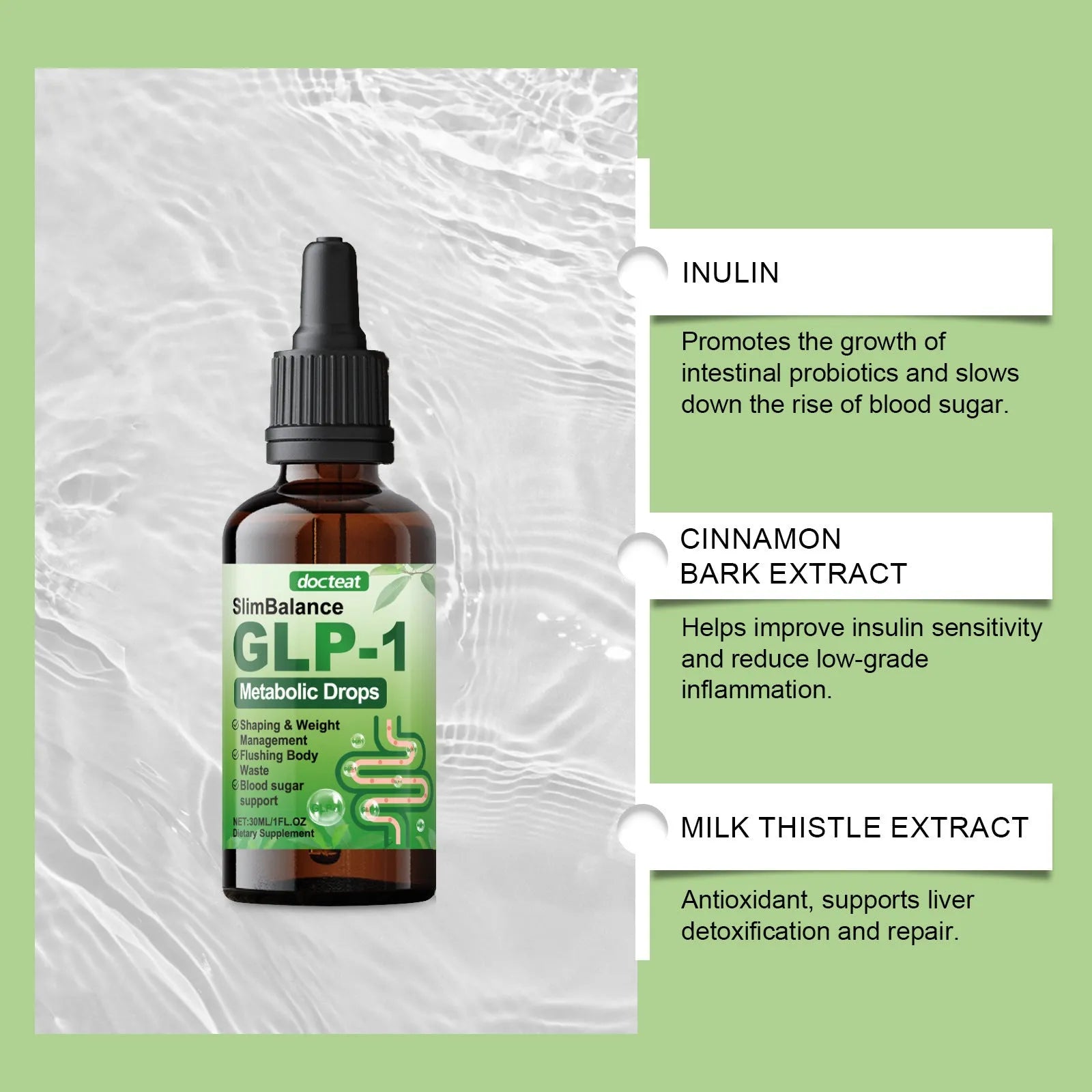Balanced Intestinal Dietary Supplement Drops 30ml bottle with dropper for gut health support