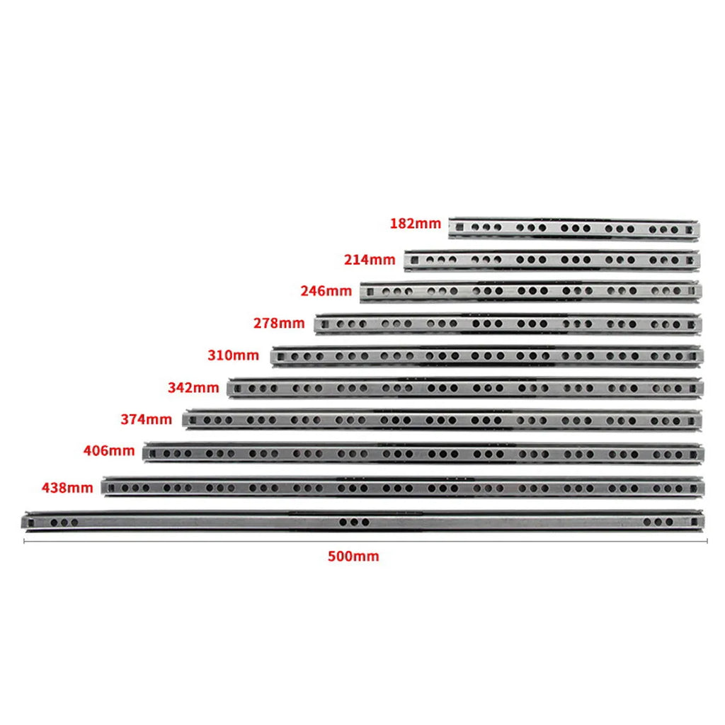 Two-section ultra-narrow drawer slide rail with 17mm width and ball bearings