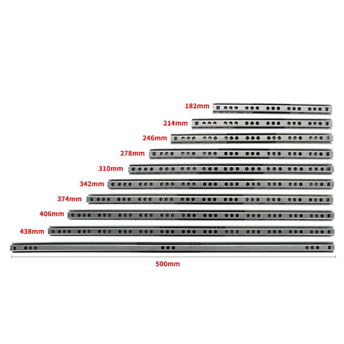 Two-section ultra-narrow drawer slide rail with 17mm width and ball bearings