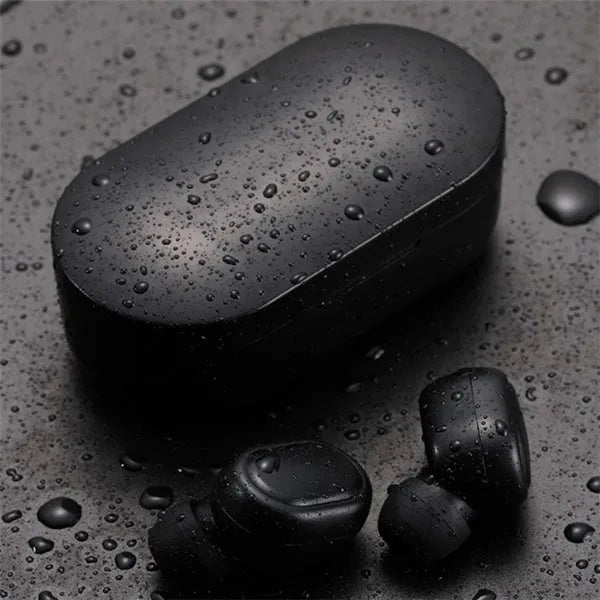 M1 wireless Bluetooth headset in black or white colours with bilateral earbud design