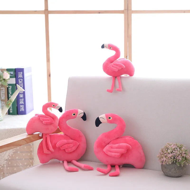Pink flamingo plush toy with short plush fabric and PP cotton filling, 24cm length