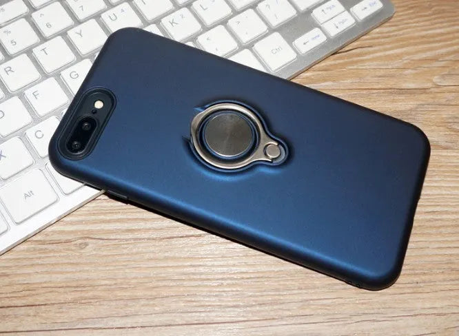 Magnetic back cover case for Apple iPhone in solid colours: black, blue, gold, red, and rose gold.