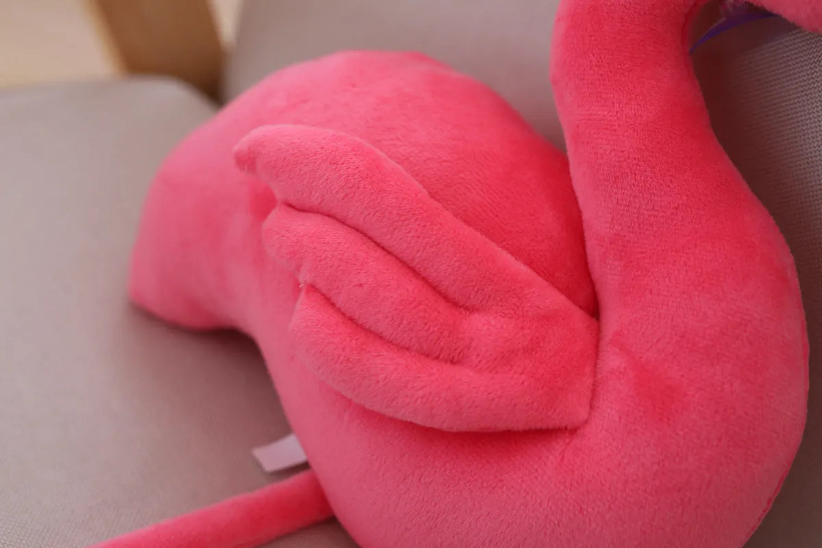 Pink flamingo plush toy with short plush fabric and PP cotton filling, 24cm length