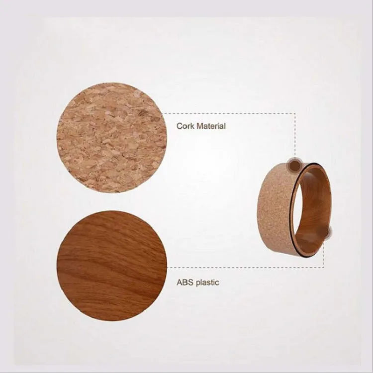 Back bending weight-bearing high yoga wooden yoga ring with cork surface on fitness mat