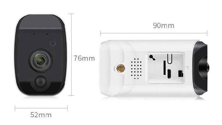 Solar powered wireless surveillance camera with 1080P lens and PIR motion sensor mounted outdoors