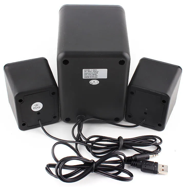 Green 2.1 USB computer speaker with colourful LED lighting and 150cm cable