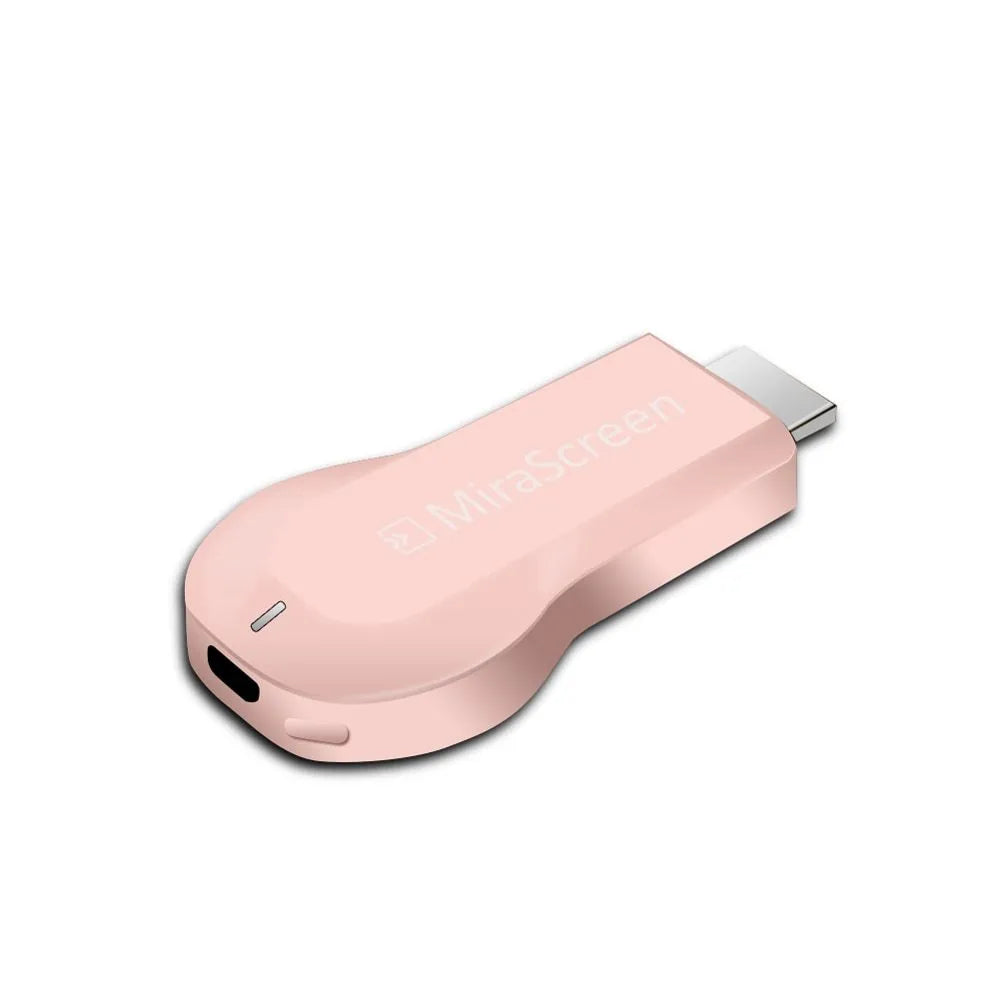 Wireless HDMI dongle for 1080P screen mirroring, black plastic casing with HDMI connector and USB power cable