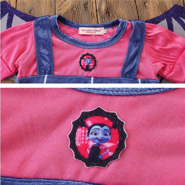 Blue cotton Halloween princess dress for toddlers with short sleeves, shown on child mannequin