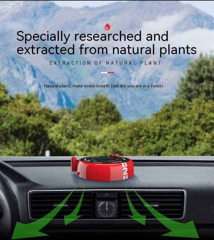 Round solar-powered car aromatherapy decoration with light sensor in modern design
