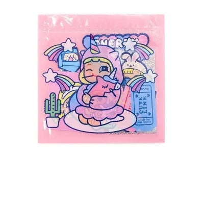 Cute cartoon sticker pack with 16 PVC stickers and storage box for DIY decoration