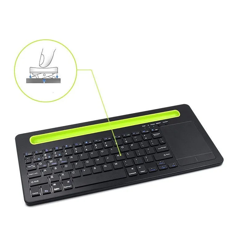 Black universal touch keyboard for tablet and phone with 78 keys, touchpad, Bluetooth 3.0, and ABS plastic body
